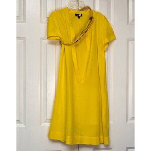 bebe Belted Trapeze Shirt Dress Day M yellow